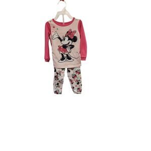 Disney Minnie Mouse Toddler Girl 24 M Pj Set Pink Long Sleeve PJs White Pants